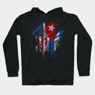 American and Cuban Flags Tee Hoodie